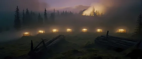 Fototapete Timbers reclaimed placed whimsically across landscapes embodying adventure © RobinsonIcious