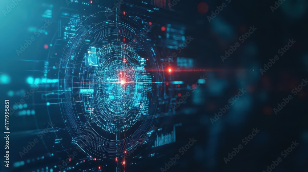 Fototapete Futuristic Interface Displaying Advanced Technology with Dynamic Elements and Vivid Colors in a Modern Digital Environment Creating an Engaging Experience