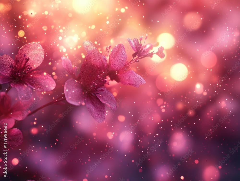 Poster dreamy pink soft abstract background with bokeh effects and gentle light