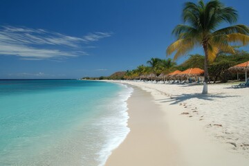 Scenic tropical beach with white sand and turquoise water