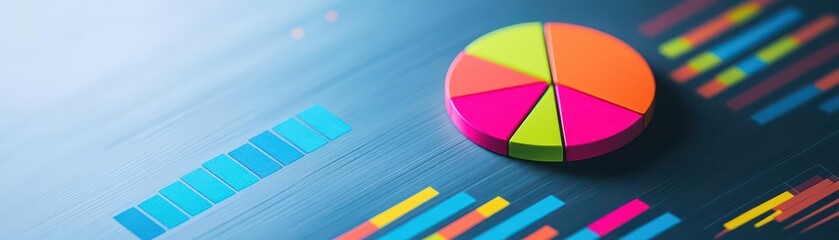 Fototapeta premium dashboard visualized as colorful , sleek modern interface, Audience insights vibrant palette pie charts and bar graphs