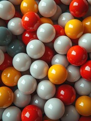 A colorful assortment of glossy spheres in various sizes and colors, arranged closely together.