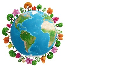 Earth day concept on white background, World environment day. International Mother Earth Day