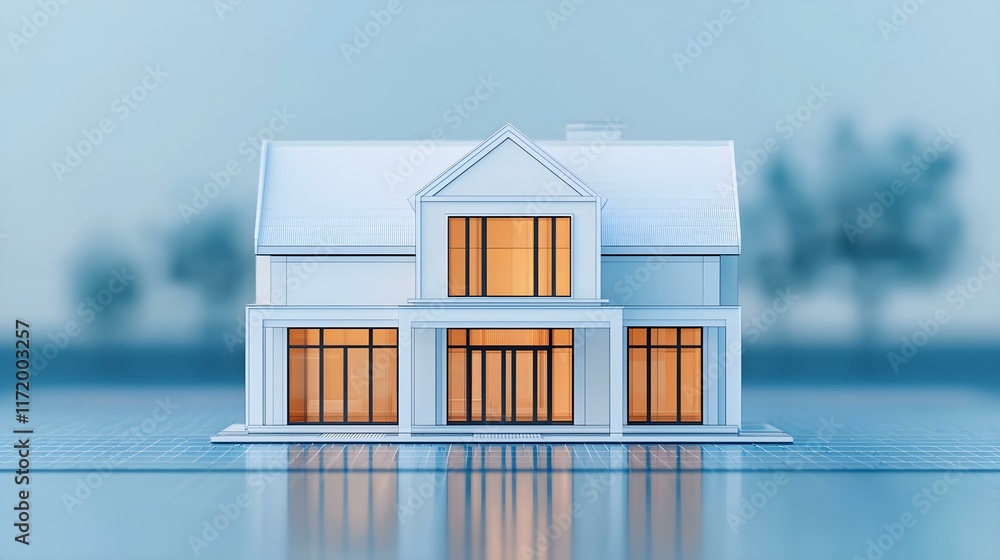 Poster modern architectural model of a stylish house design with large windows and a sleek minimalist aesth