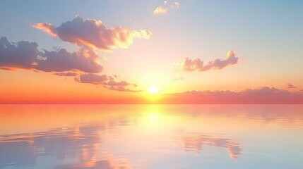 Fototapeta premium A serene sunset over a calm ocean, reflecting vibrant colors in the sky.