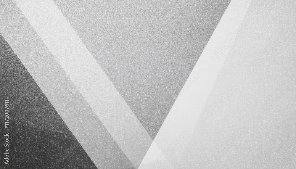 Poster abstract geometric composition featuring overlapping transparent layers in gray and white tones, ide