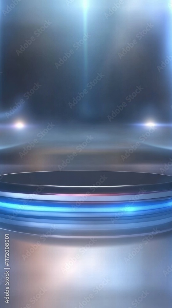 Poster A sleek, futuristic background with a glowing circular element and soft lighting effects.
