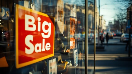Big Sale Sign in Shop Window Display
