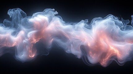 Abstract glowing smoke, pastel colors on black.