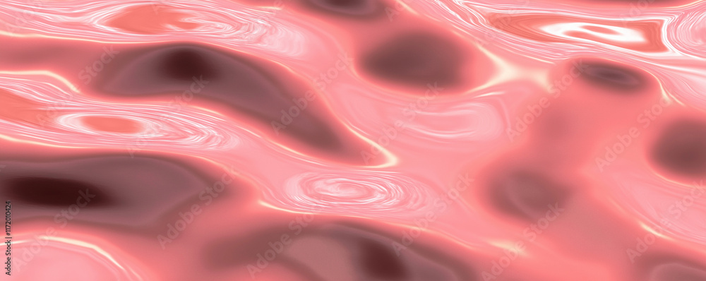 Poster shiny pink liquid surface creating wavy pattern background