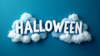 Fototapeta premium Halloween Puffy Font With Fluffy Clouds And Soft Texture