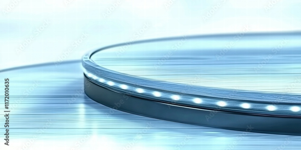Aufkleber a sleek, illuminated circular platform with a smooth surface, suggesting modern design.