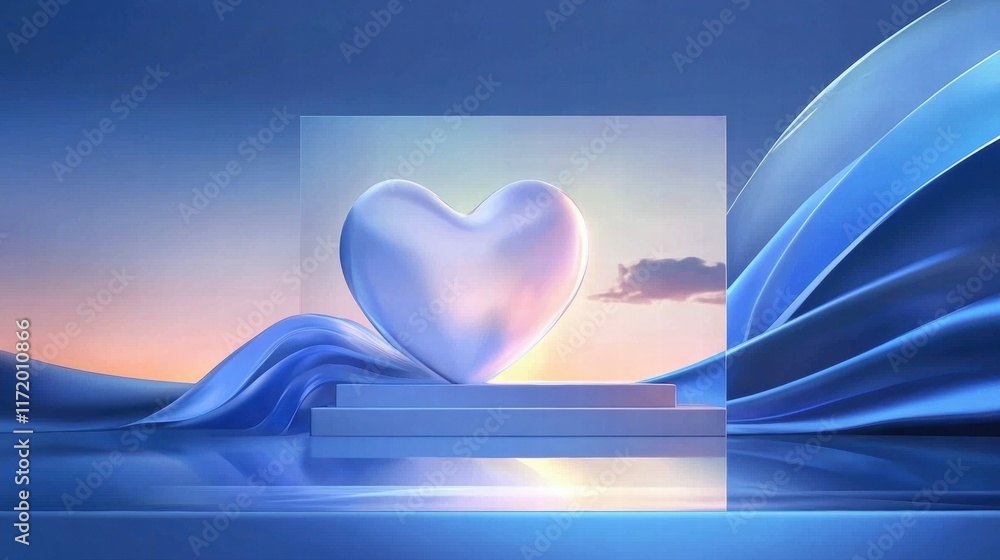 Poster a stylized heart shape on a serene background, symbolizing love and connection.
