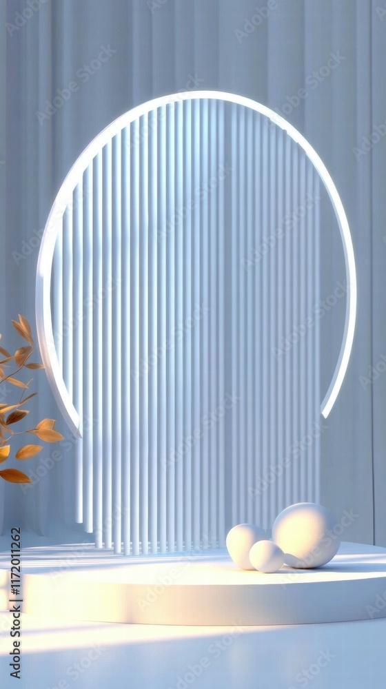 Poster a minimalist display featuring curved lines and smooth shapes, ideal for modern presentations.