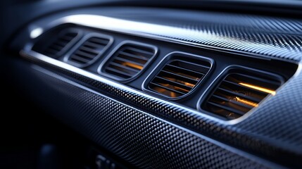 Close-Up of Carbon Fiber Car Interior Feature