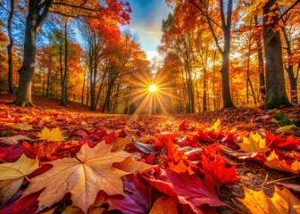 HD autumn wallpaper: panoramic views of bright, vibrant fall leaves.