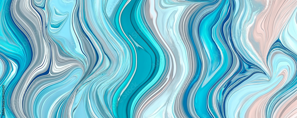 Poster turquoise and gray marble effect creating wavy pattern