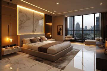Modern City View Luxury Bedroom Interior Design
