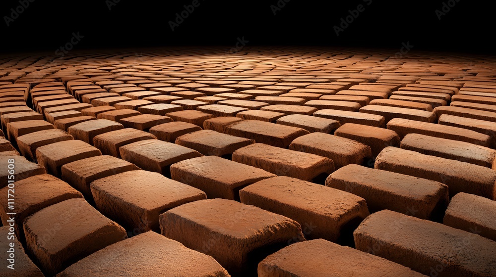 Poster textured brown cobblestone surface with intricate pattern creating a surreal and abstract ground set