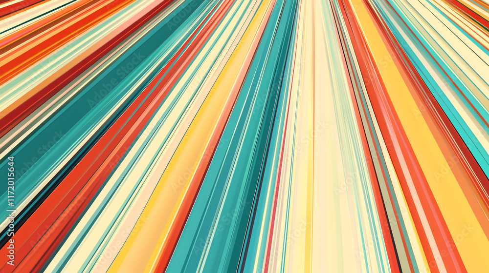 Poster colorful lines radiate in a dynamic pattern creating a vibrant visual experience