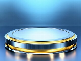 A sleek, illuminated podium with a reflective surface, ideal for presentations or displays.