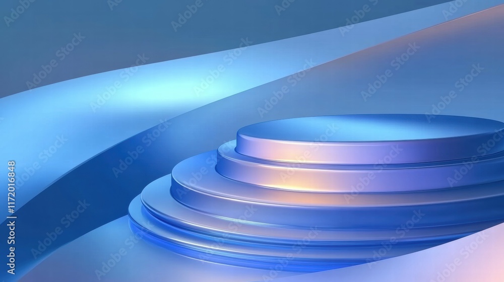 Aufkleber abstract design featuring layered shapes in blue tones, creating a modern aesthetic.