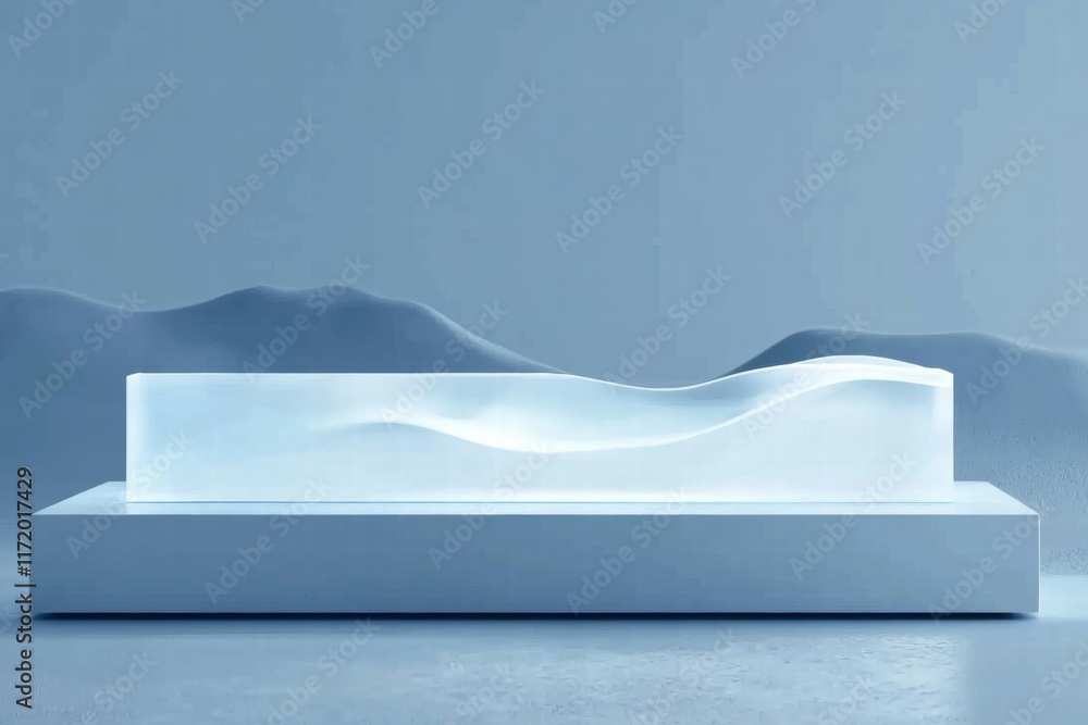 Poster a minimalist design featuring a smooth, wave-like structure on a clean surface.