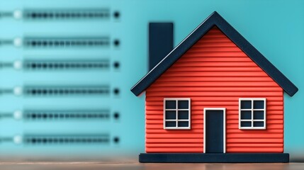 Miniature house model with thermometers in background illustrating temperature monitoring and home energy efficiency concepts