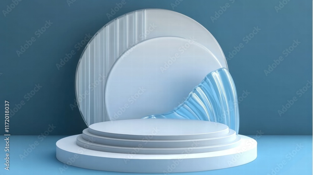 Aufkleber abstract geometric shapes with a flowing blue element, suggesting modern design aesthetics.