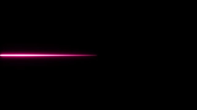 Straight neon line animation glowing background video Horizontal neon line animation moving from right to left on black screen