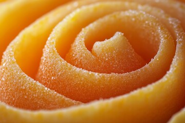 Artistic close-up of an orange rose-shaped dessert