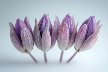 Fototapeta premium Close-up of delicate purple flower buds on white background