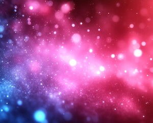 Abstract pink and blue glowing particles.