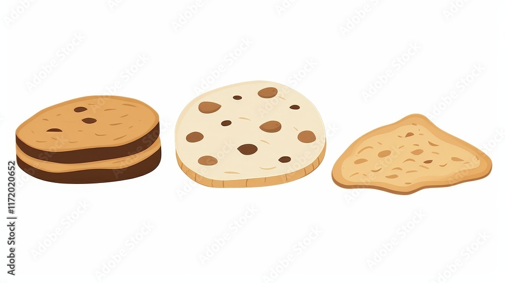 Poster delightful and colorful array of cartoon cookies on white background