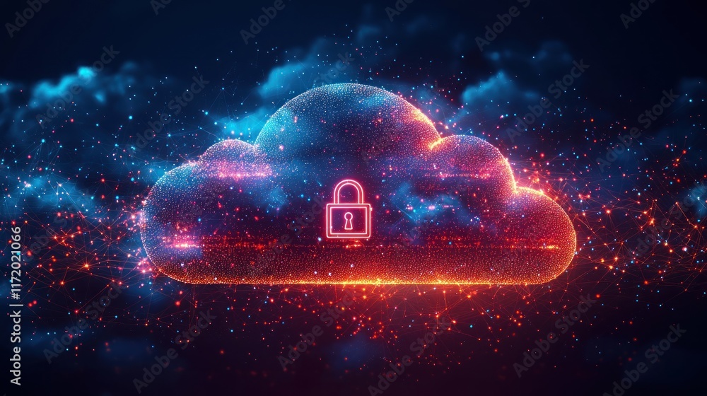 Poster cloud security protecting data in the digital realm with advanced technology visuals