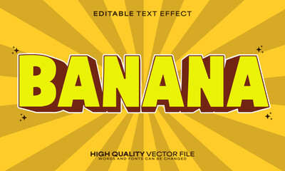 Banana text effect, editable text effect and fruit 3d font style bold shadow cartoon poster design