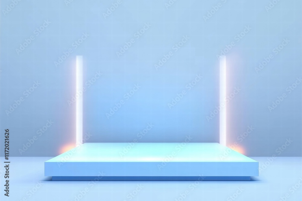 Aufkleber a minimalistic platform with glowing lights, suggesting a futuristic or technological theme.