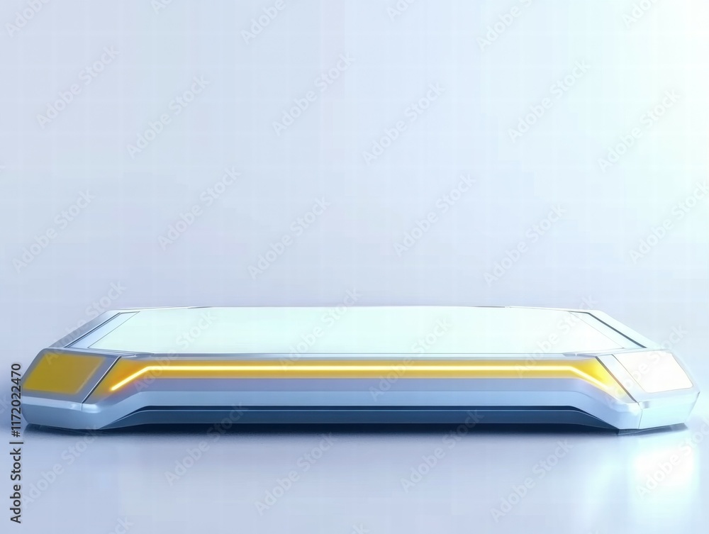 Poster A sleek, futuristic platform with a glowing edge, possibly for technology or display purposes.