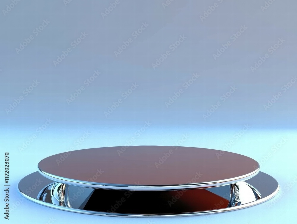 Poster a sleek, modern display platform with a reflective surface, ideal for showcasing products.