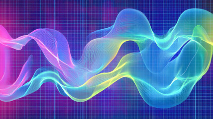 A dynamic Sankey diagram with vivid, glowing streams flowing seamlessly between nodes, presented on a holographic grid with subtle gradient lighting.