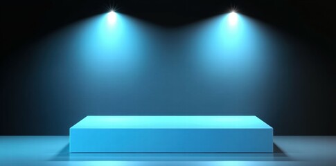 Obraz premium A minimalist stage with blue lighting, ideal for presentations or displays.