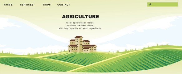 rural agriculture industry landing page template vector illustration