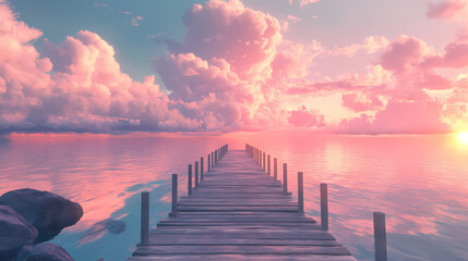 Fototapeta premium wooden jetty bridge