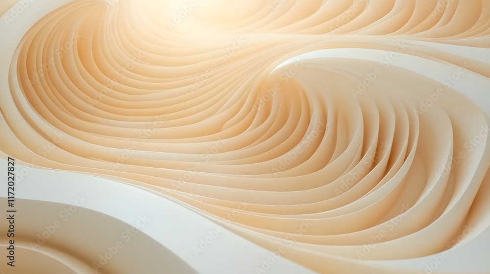 Poster soft waves of creamy beige undulating formations with gentle light highlights creating a dreamy and 