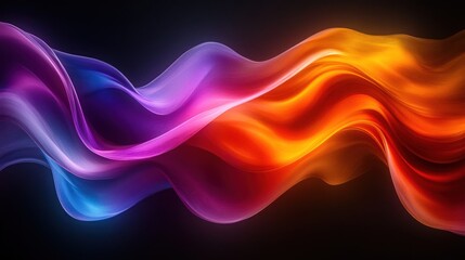 Fototapeta premium Abstract flowing waves of color on black background for use as a design.