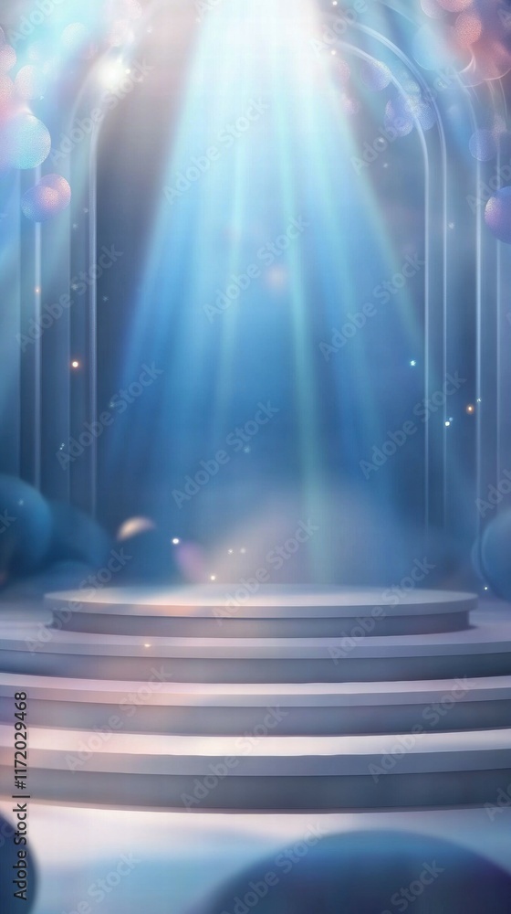 Aufkleber a dreamy stage with soft lighting and a misty ambiance, perfect for a performance or event.