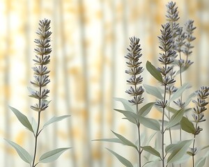 Soft focus image of lavender-like flowers against a blurred background.
