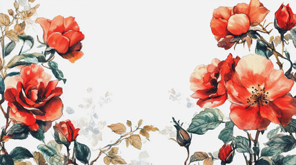 Elegant wedding invitation card background vector. Minimal hand painted watercolor botanical flowers texture template background. Design for wedding, vip cover, poster, rsvp moderncard.Valentine's Day