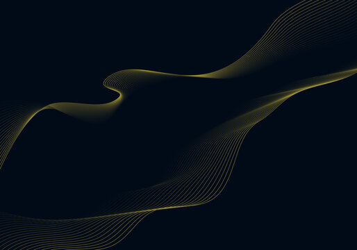 Abstract golden lines pattern decorative on blue background. Overlapping for luxury style of decoration templace.