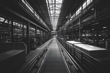 Empty railway station with dramatic lighting